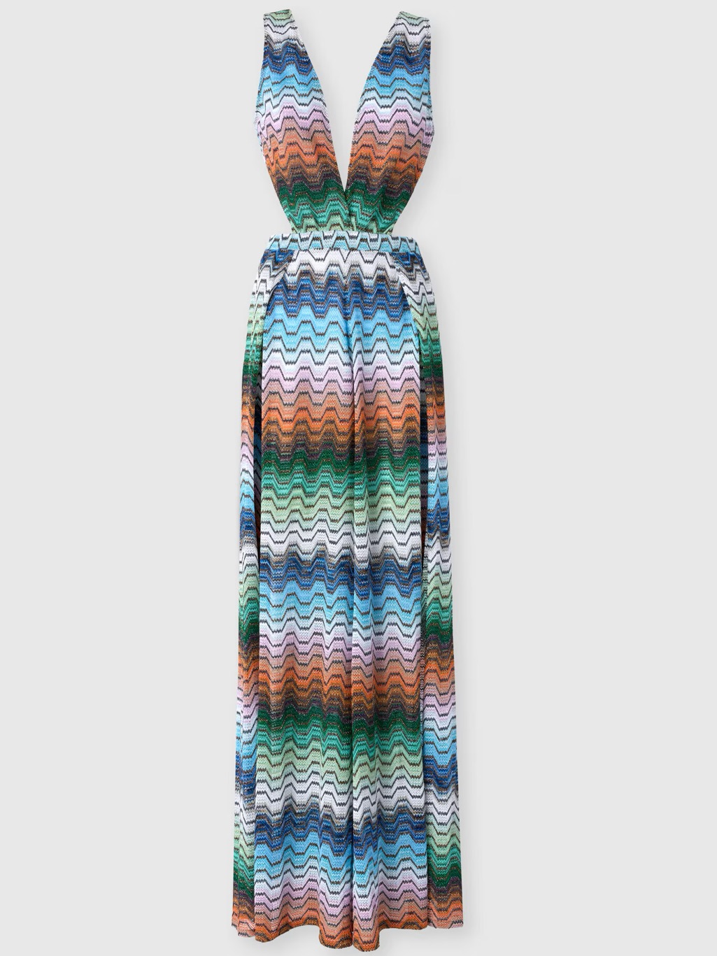 Missoni Metallic Long Jumpsuit With Greek Motif